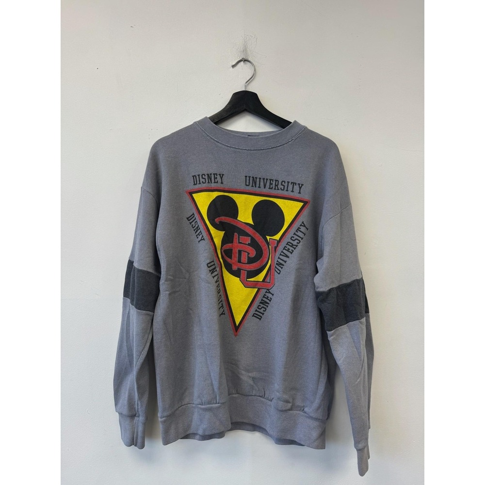 Disney‎ University Sweatshirt Mens Large Gray Mickey Mouse Graphic Crewneck USA